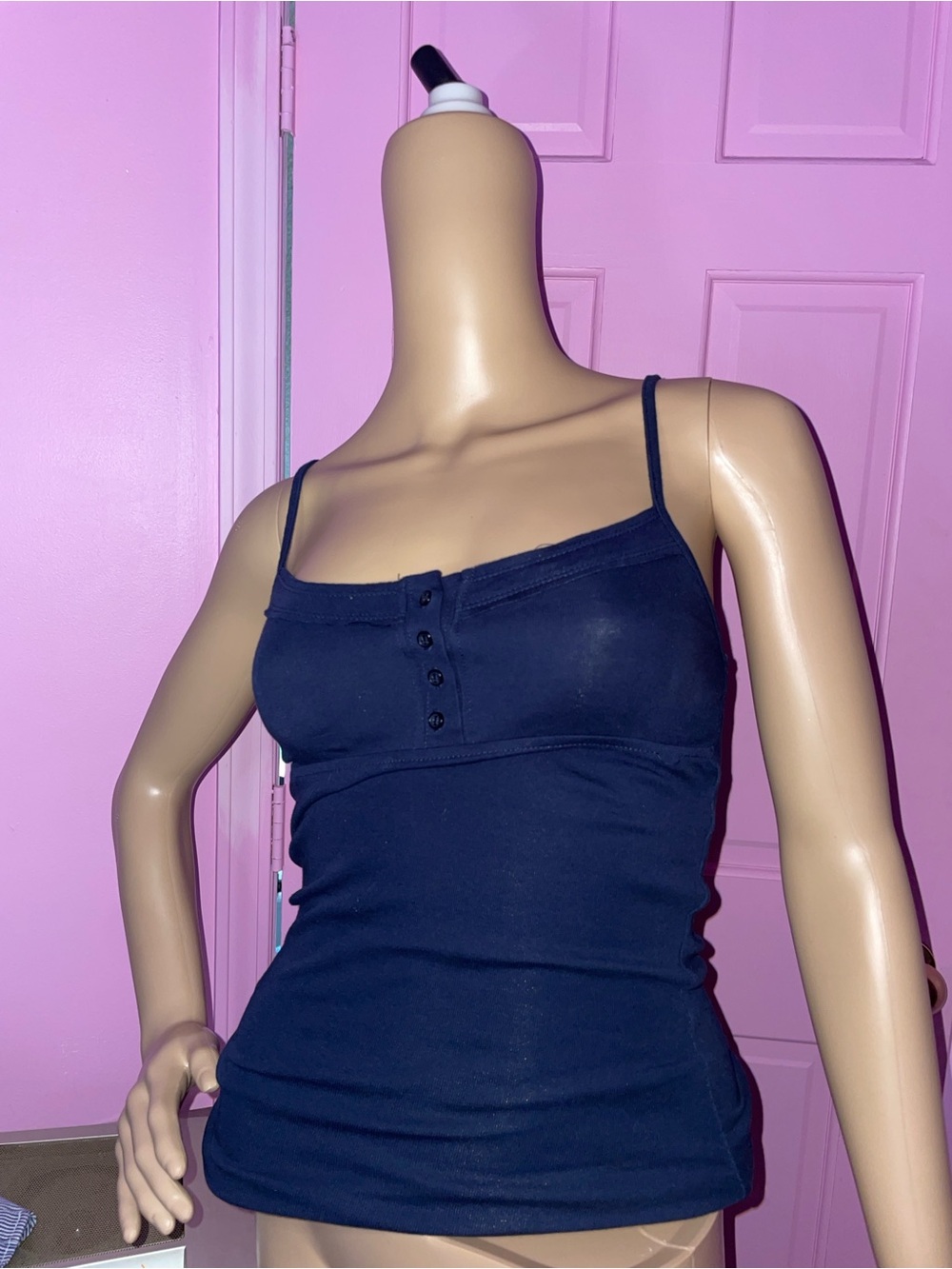 Navy blue cotton & spandex tank top